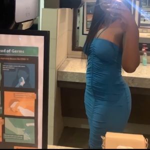 Spaghetti Halter Shirred Dress